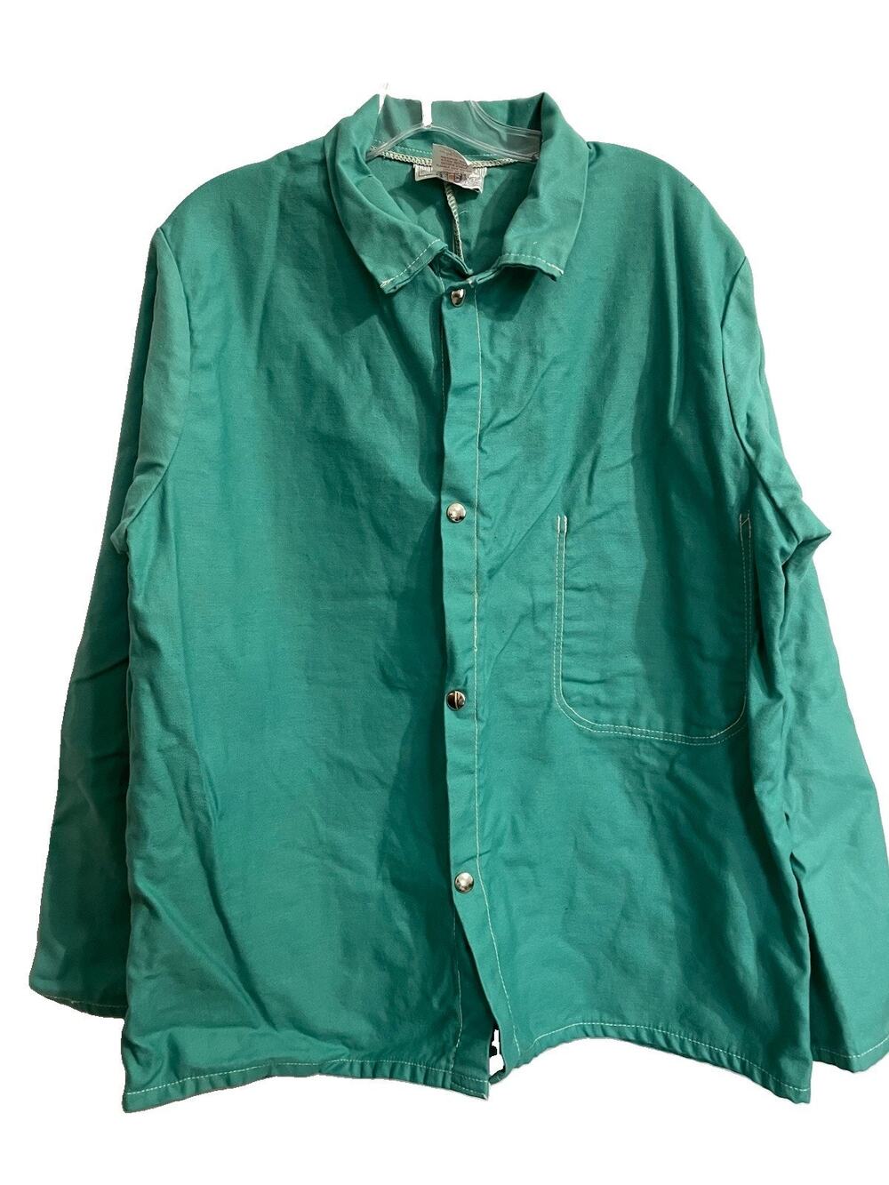 Steiner Industries Teal Work Chore Jacket Snap Front Long Sleeve Size Large VTG